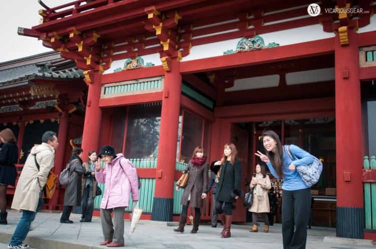When we dropped by the Tsurugaoka Hachiman-gu shrine we ran into this cool Grandma. She was striking poses and snapping photos with her pink mobile phone all over the place.