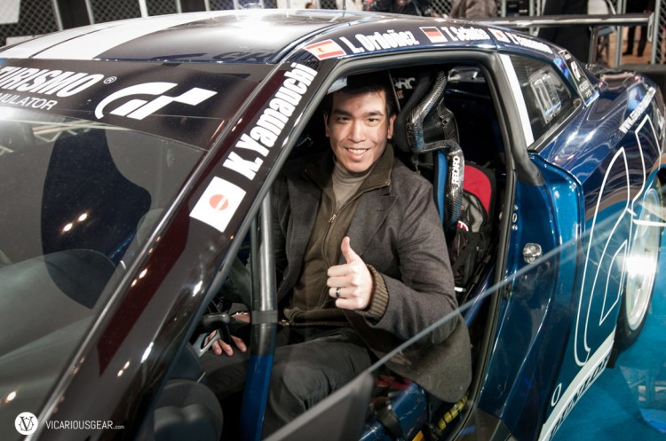 Happy like a kid in a candy store in the Gran Turismo GT-R.