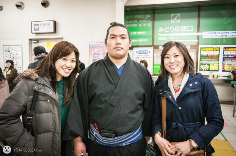 Mimi and Jenn were lucky enough to get a quick pic with this wrestler. He denied subsequent requests from others.