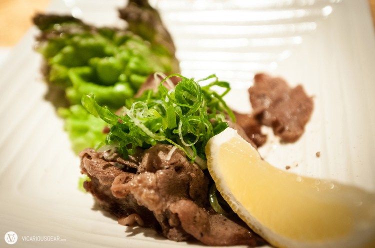 Grilled beef tongue with a nice crisp texture.