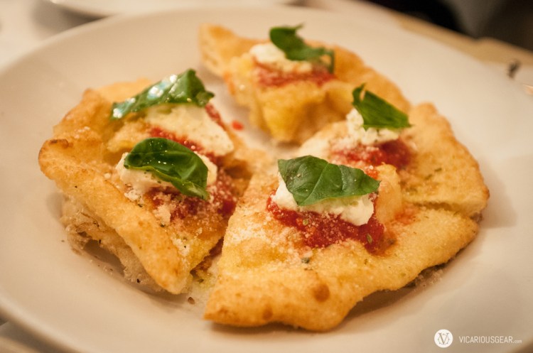 Mimi and I absolutely love their fried /A-ge (揚げ) pizza.  Topped with a house made mascarpone and basil.