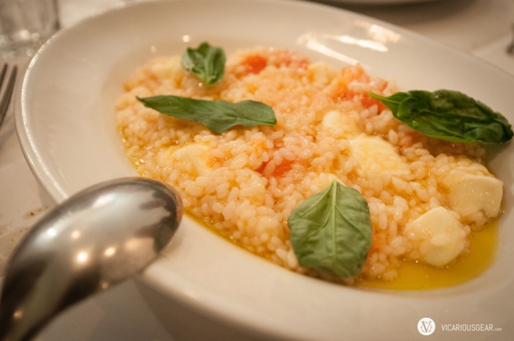 Tomato and mozzarella risotto.