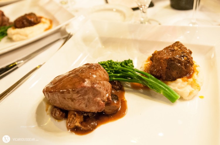 36 day aged filet over crimini, broccolini and short rib over stilton mash. I seem to prefer steak at restaurants like these over steak houses. The aged flavor was intense and both the filet and short rib were tender beyond belief. Just perfect.