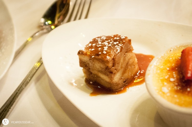 Dessert trio part 1 of 3: Bread pudding. Love the texture and slight taste of thinly sliced apples in bread pudding.
