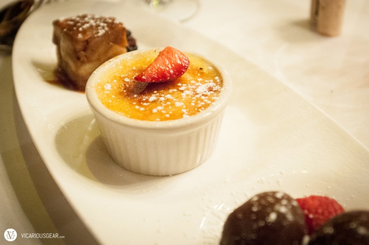 Dessert trio part 2 of 3: Creme brulee. I miss the days when there were two (one traditional and one flavored with a seasonal fruit). ;)