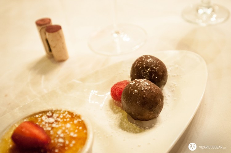 Dessert trio part 1 of 3: House made dark chocolate truffles. So amazing.