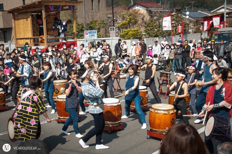 This troupe of taiko drummers filled the air with steady beats.