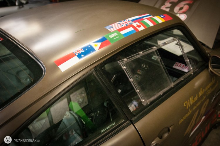 Nakai decided to add flags representing the nationality of all the owners and friends that came to participate with team RWB.