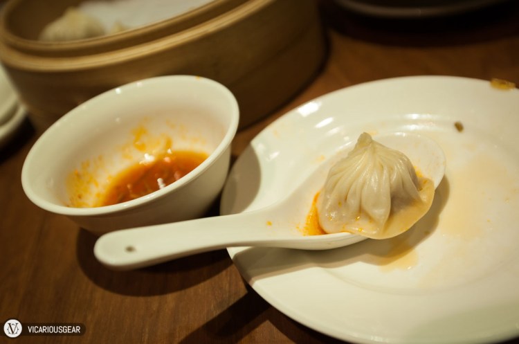 One of the pork dumplings just before being devoured