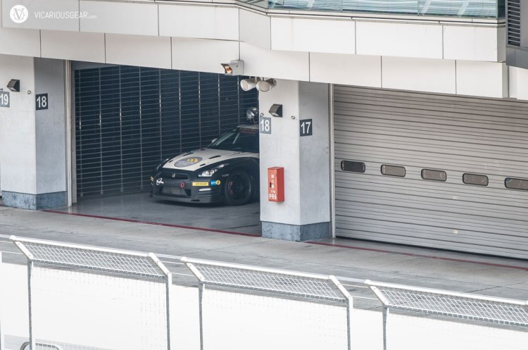 An R35 lurked in the paddocks to keep everyone in check.