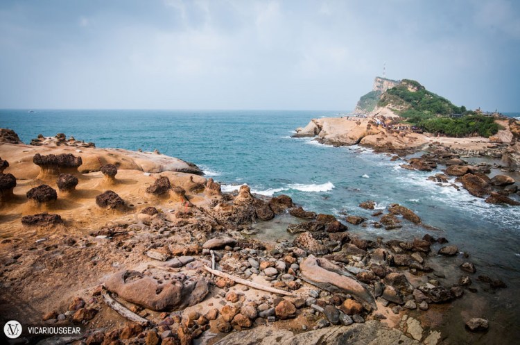 Our first view of the cape and the mushroom rocks (hoodoo stones) covering it.