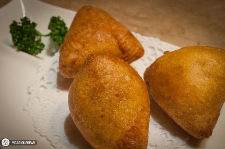 Fried pork dumplings. Pretty standard fare with this dish.
