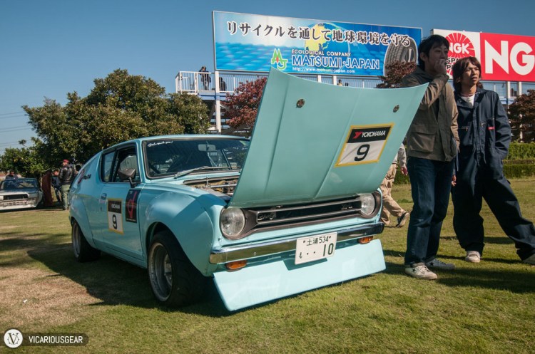 Many cars had their hoods open to let off some heat.
