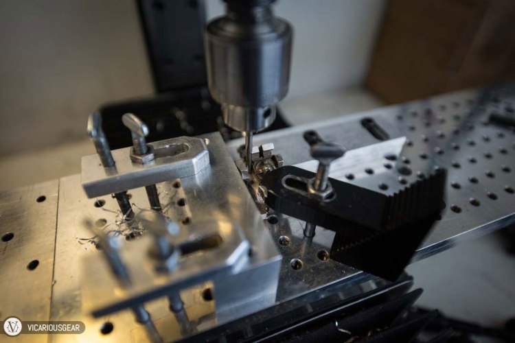 I pondered the strength of the key blades and mounting screws I planned for a while, then finally threw the Gundam on my CNC mill to make any necessary clearance and finishing cuts. Anything I couldn't get the proper mounting angle for was done by hand with jeweler's files.