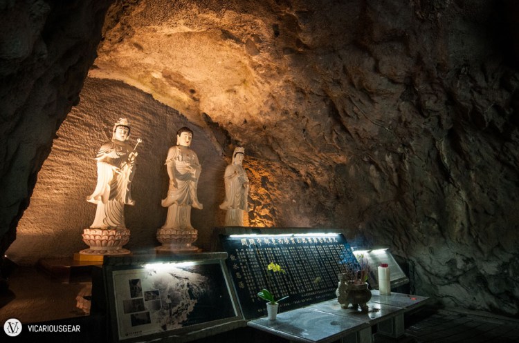 A few Buddhist statues and some history that I couldn't read.