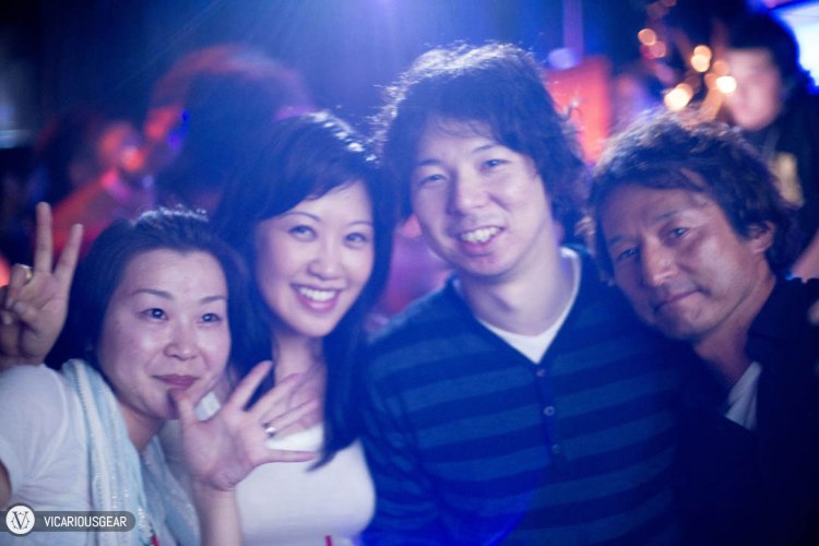 Our friends Akiko and Hajime joined us for the adventure. Our host, Mitamura-san of Taverna Balena on the right. It was quite a challenge to manually focus on the dark dance floor between strobes of light. 