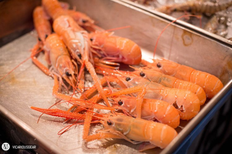 Some huge shrimp. I was getting hungry again in anticipation of the sushi and viewing all this fresh seafood.