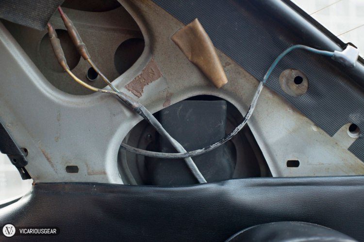 Here is a look at the mounting nuts and rubber seal from the inside of the car. Relatively easy access.