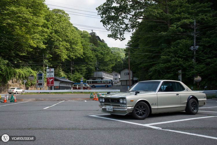 This is the parking area at the base of the course which is seen a few times in the anime.
